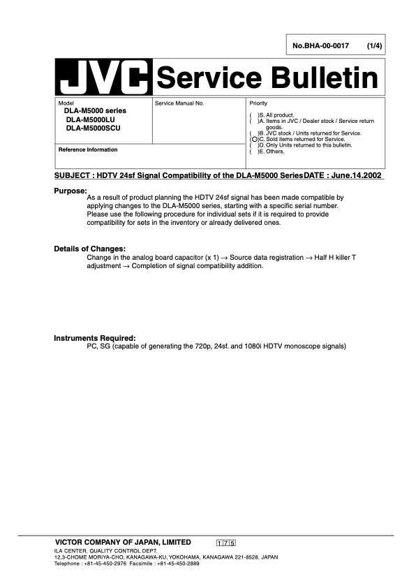 JVC DLA-M5000LE technical manual preview