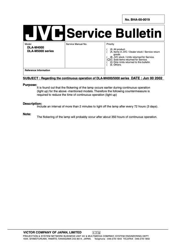 JVC DLA-M5000LE technical manual preview