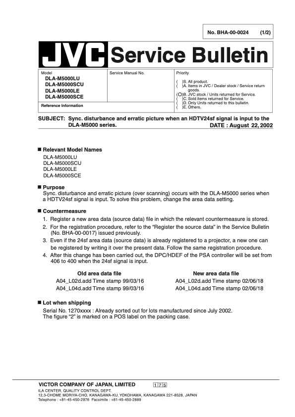 JVC DLA-M5000LE technical manual preview