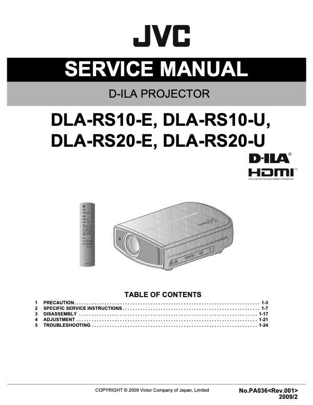 JVC DLA-RS10 technical manual preview
