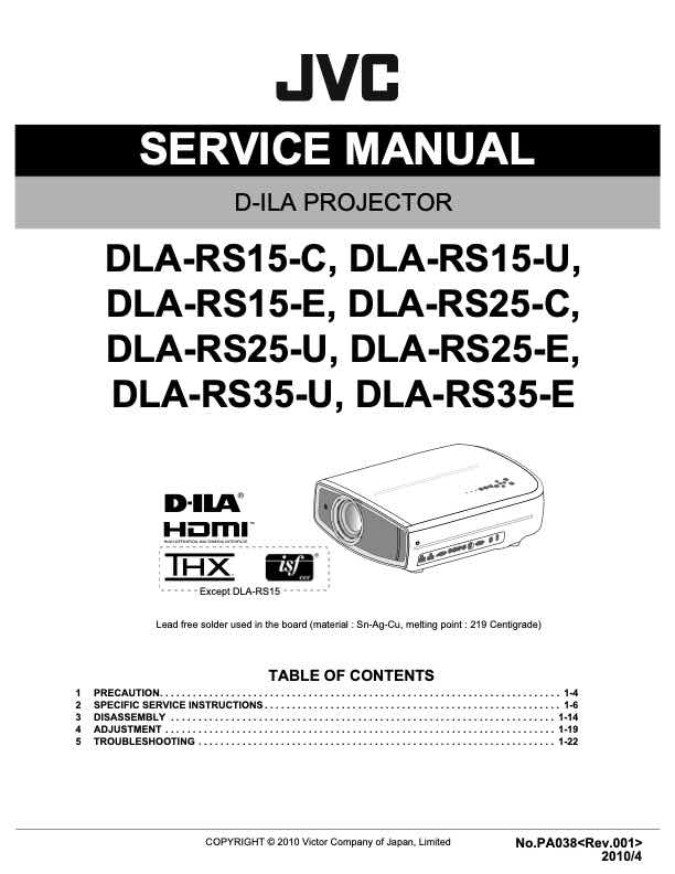 JVC DLA-RS15 technical manual preview