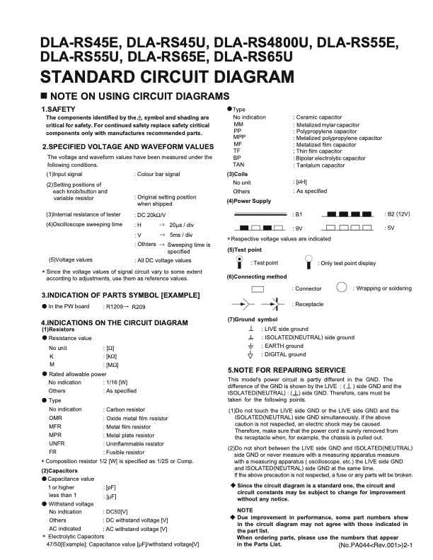 JVC DLA-RS55 technical manual preview