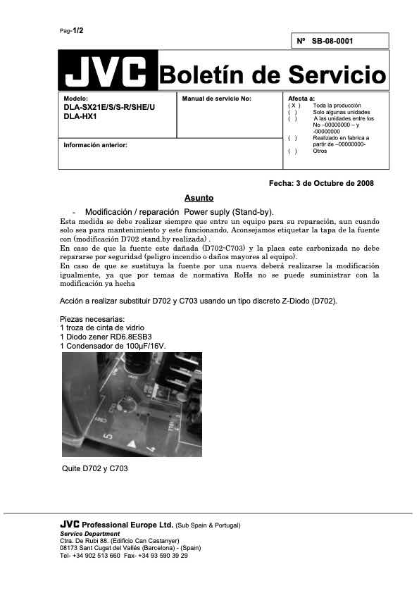 JVC DLA-SX21SHE technical manual preview