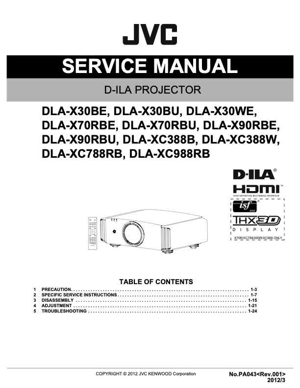 JVC DLA-X30BE technical manual preview