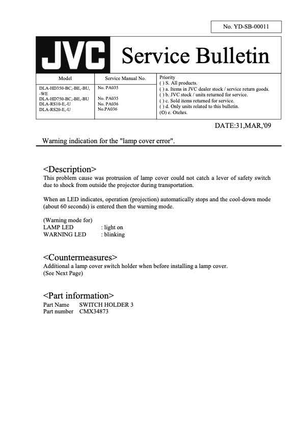 JVC General Service Bulletin technical manual preview