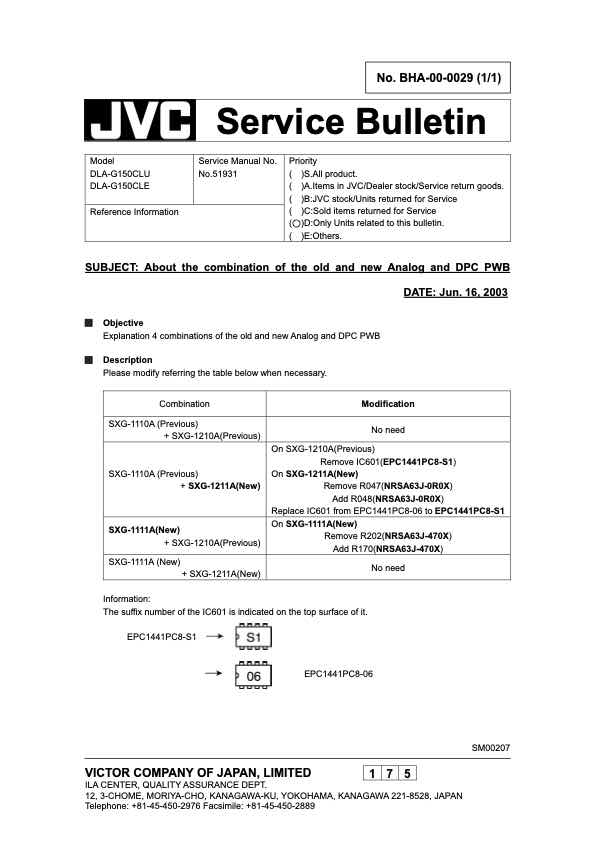JVC General Service Bulletin technical manual preview
