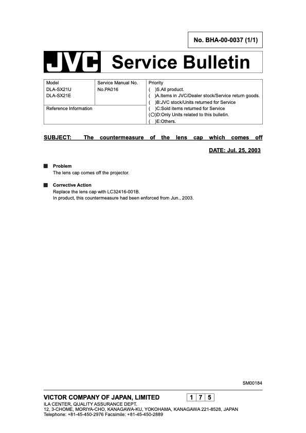 JVC General Service Bulletin technical manual preview