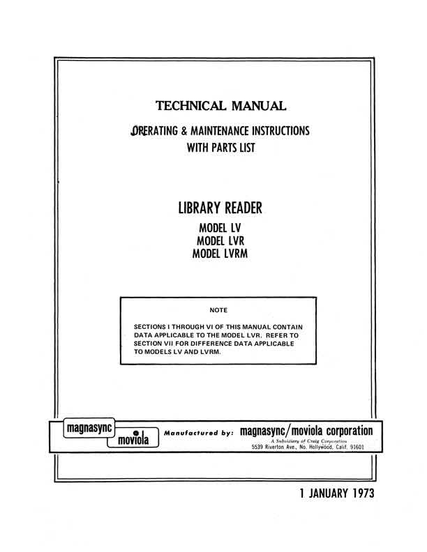 Library Reader LV technical manual preview