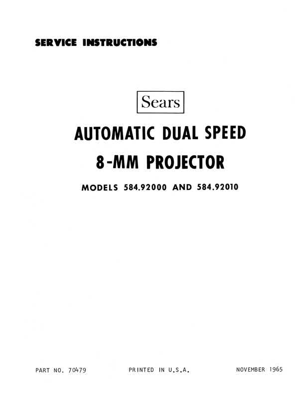 Sears 92000 technical manual preview