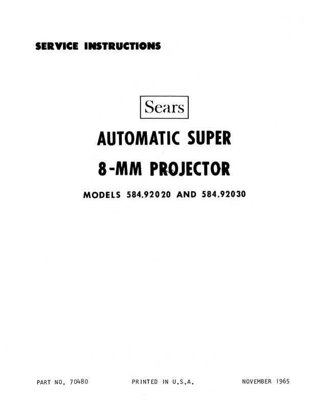 Sears 92020 technical manual preview
