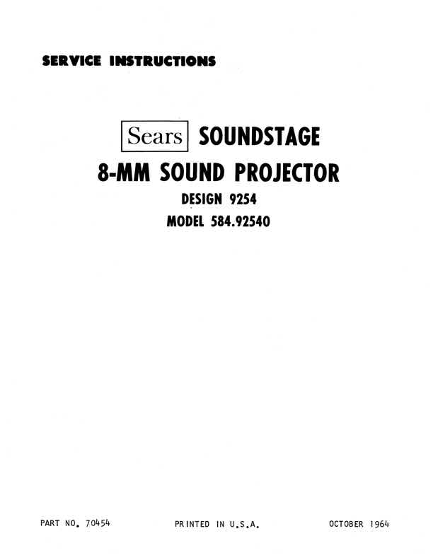 Sears 9254 technical manual preview