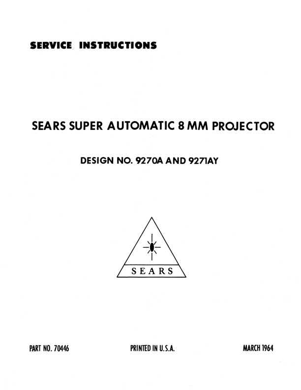 Sears 9270 technical manual preview