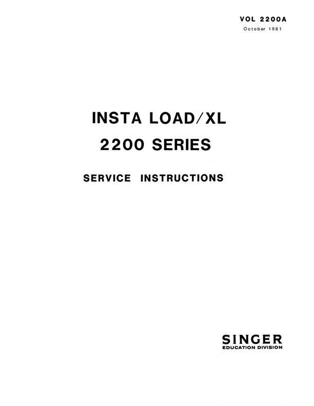 Singer Instaload 2200 technical manual preview