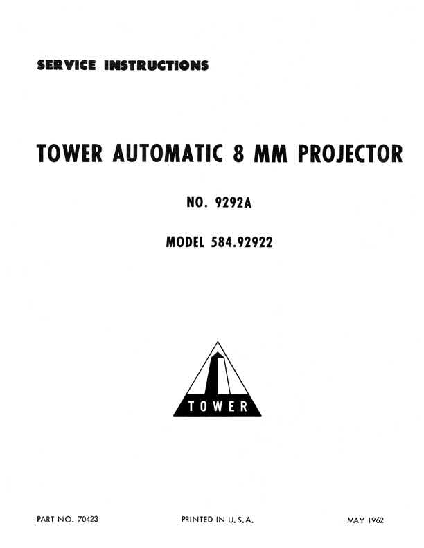 Tower 9292 technical manual preview