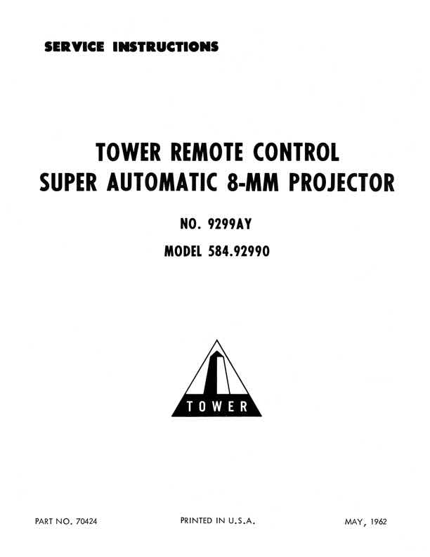 Tower 9299 technical manual preview