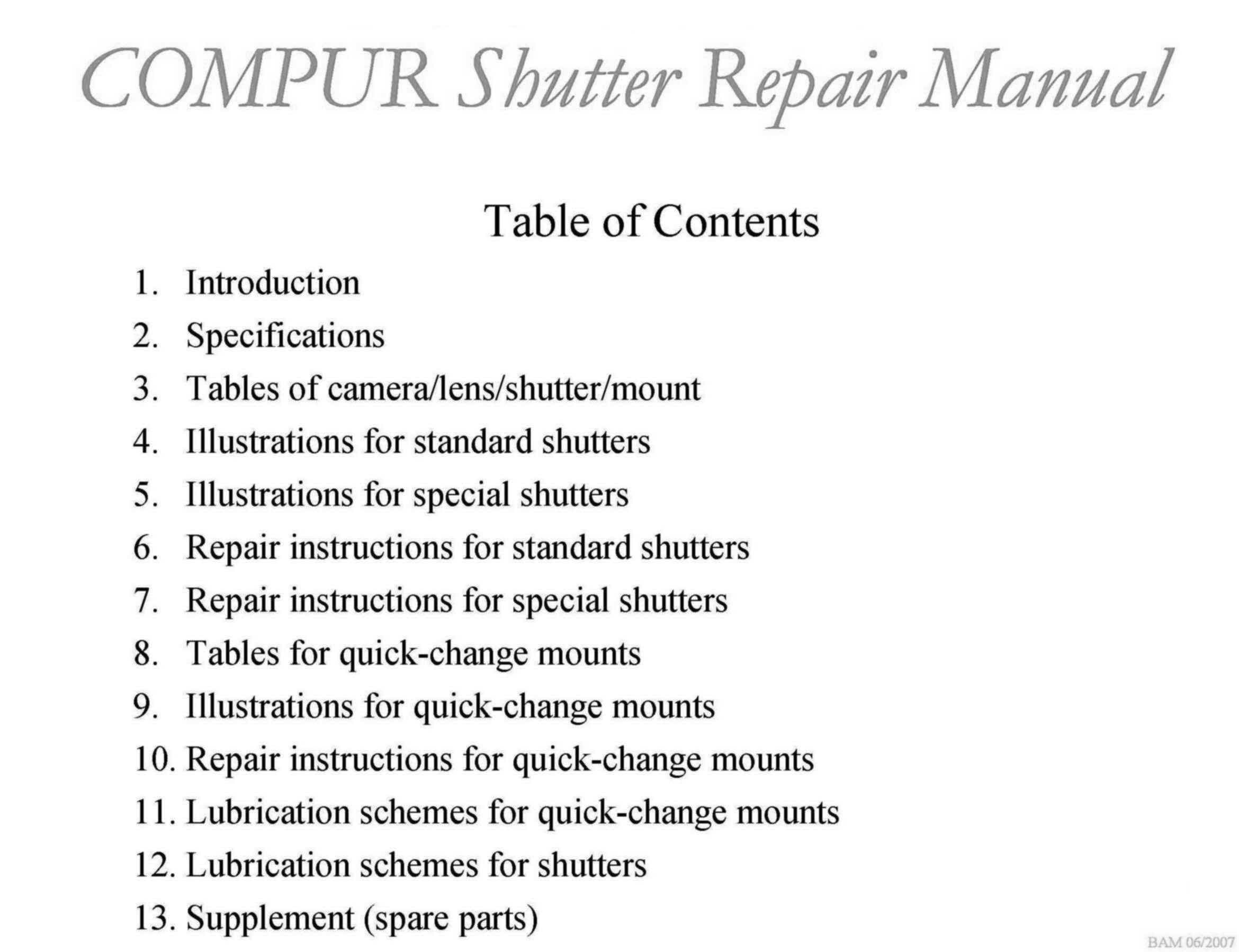 Compur General Docs technical manual preview