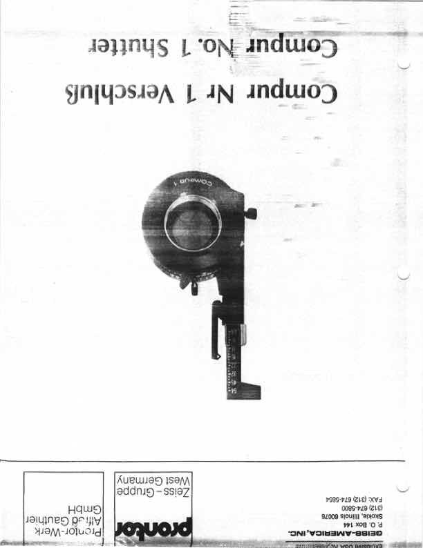 Compur Number 1 technical manual preview
