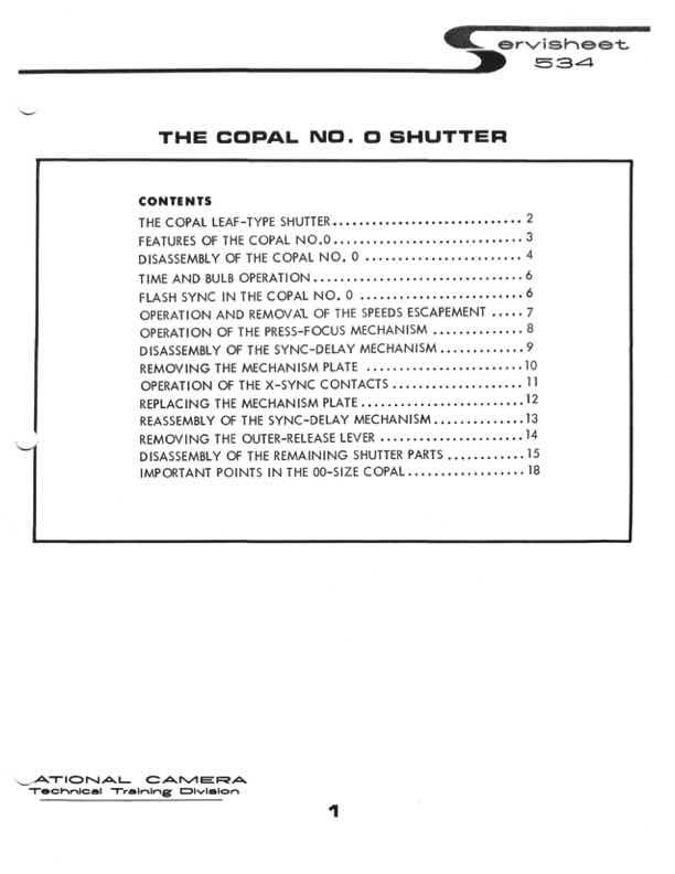 Copal NO-0 technical manual preview