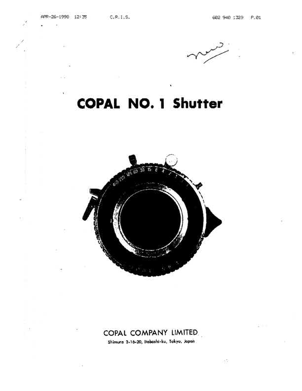 Copal NO-1 technical manual preview