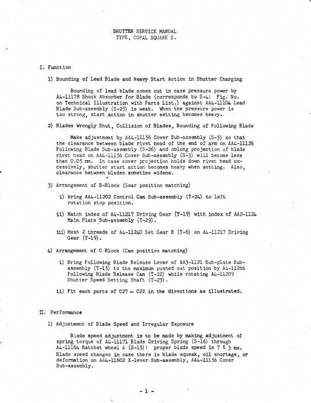 Copal Square S technical manual preview