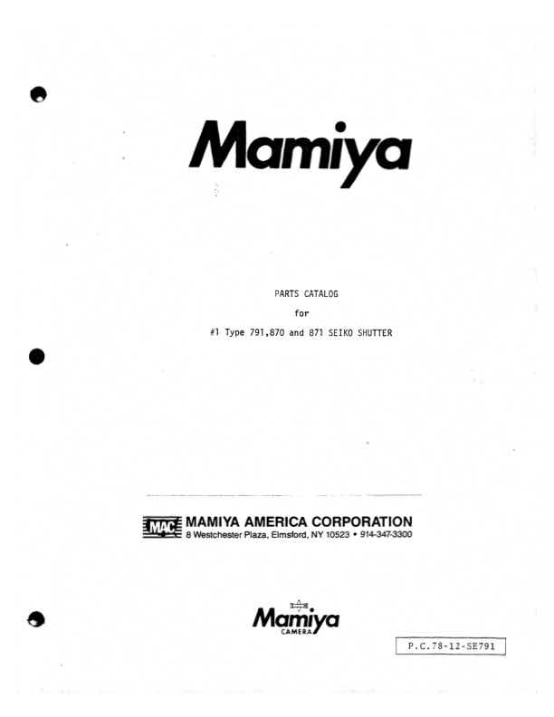 Mamiya 791-870 technical manual preview