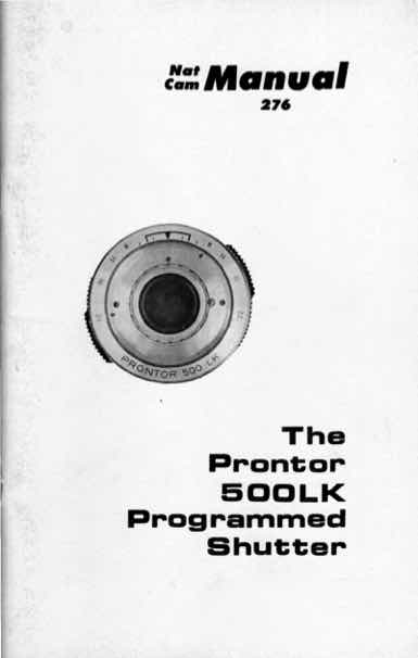 Prontor 500LK technical manual preview