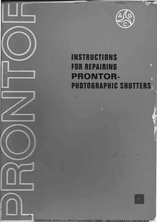 Prontor S-SV-SVS1 technical manual preview