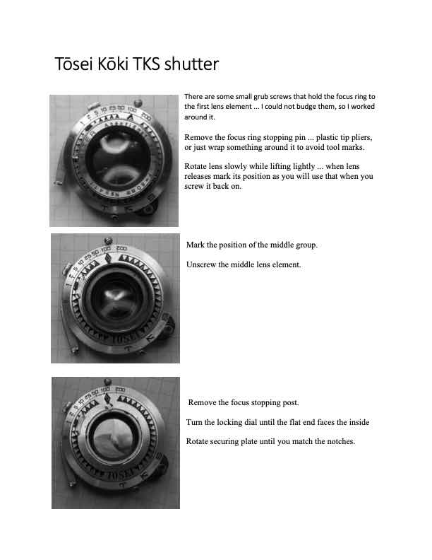 TKS Tosei Koki Shutter technical manual preview