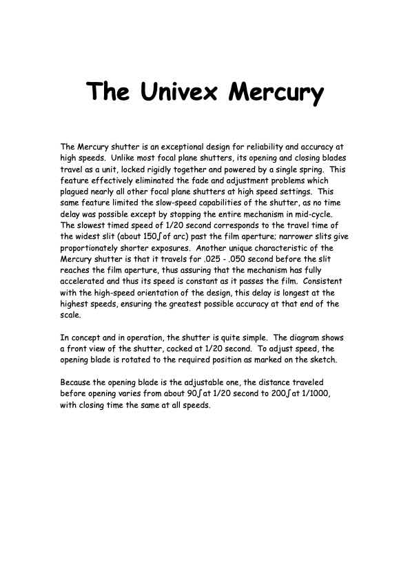 Univex Mercury technical manual preview