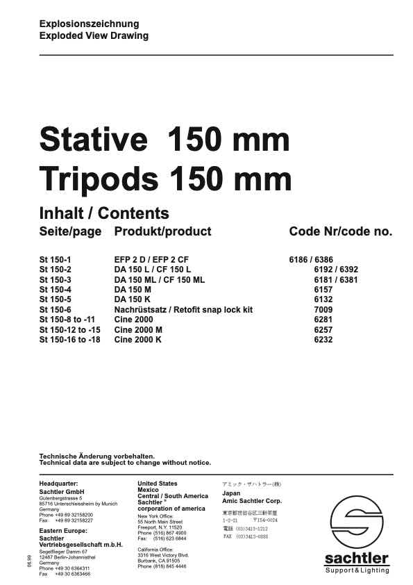 Sachtler 150mm technical manual preview