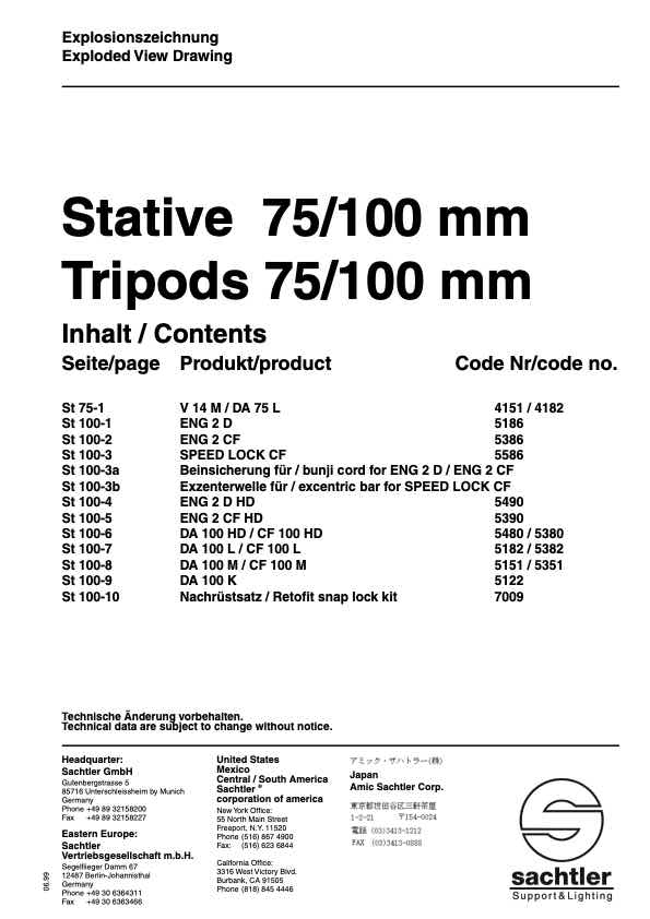 Sachtler 75 and 100mm technical manual preview
