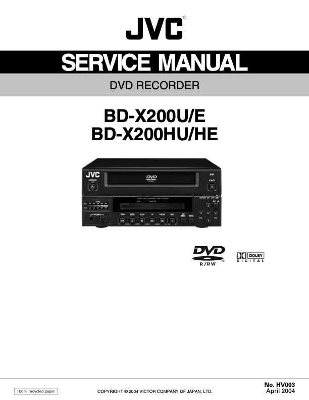 JVC BD-X200E technical manual preview