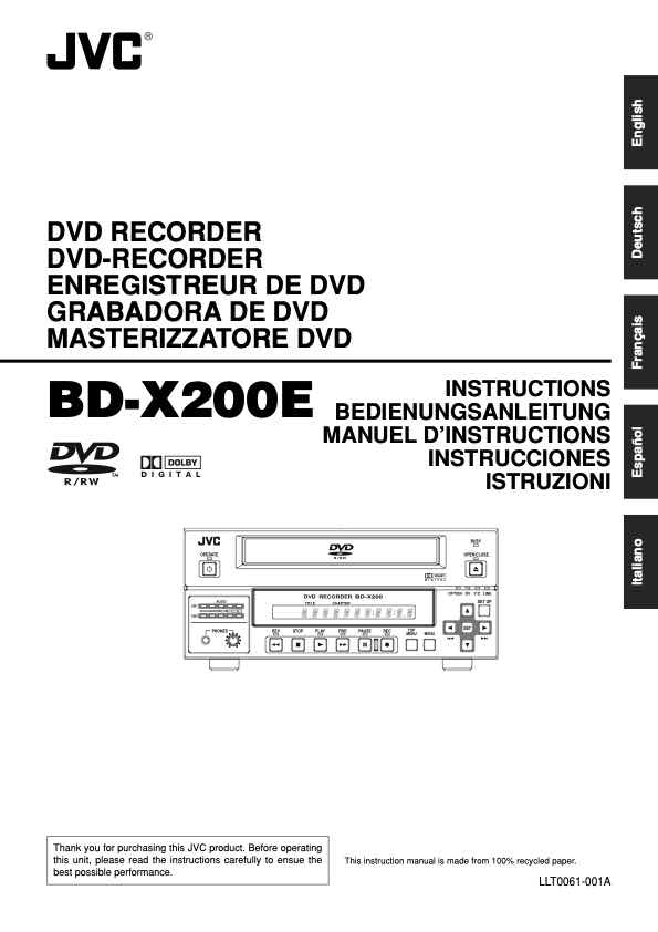 JVC BD-X200E technical manual preview
