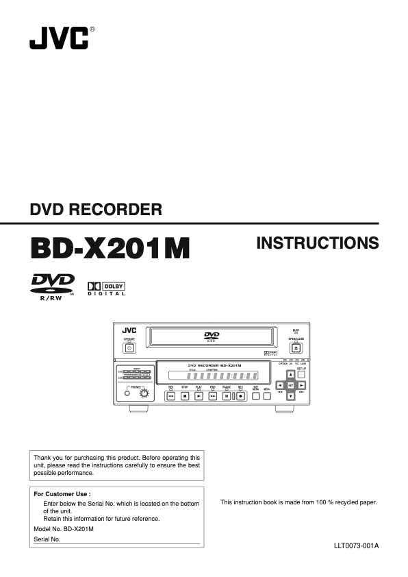 JVC BD-X201ME technical manual preview