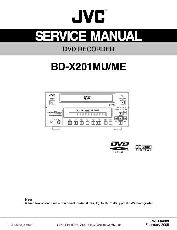 JVC BD-X201ME technical manual preview
