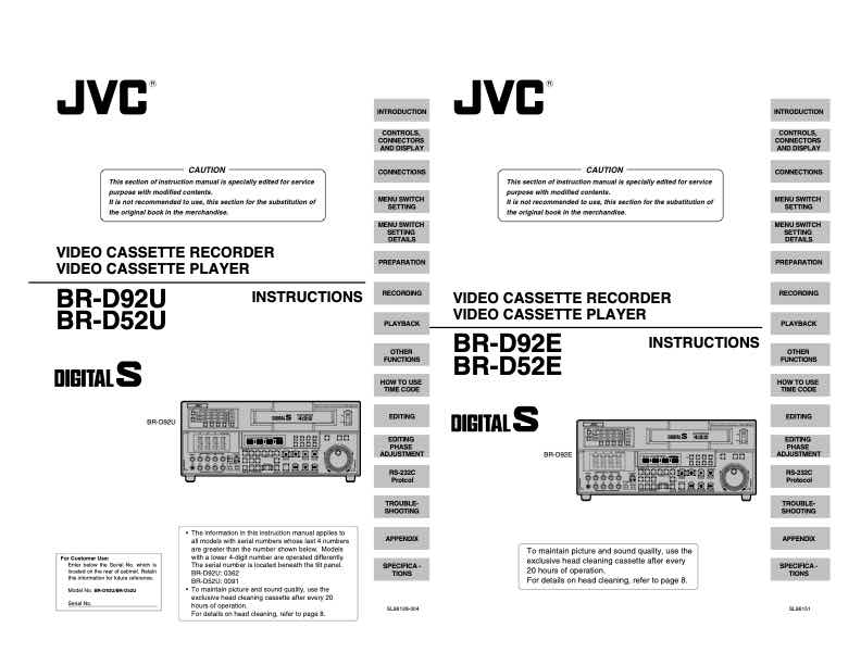 JVC BR-D92E technical manual preview