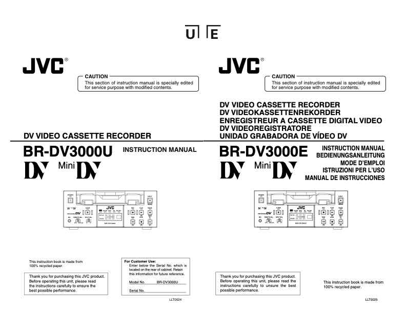 JVC BR-DV3000E technical manual preview
