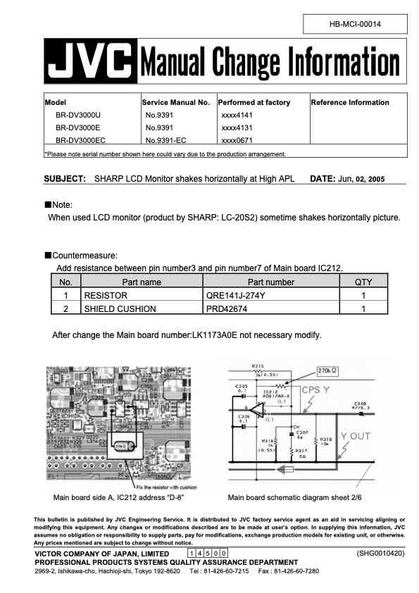 JVC BR-DV3000E technical manual preview