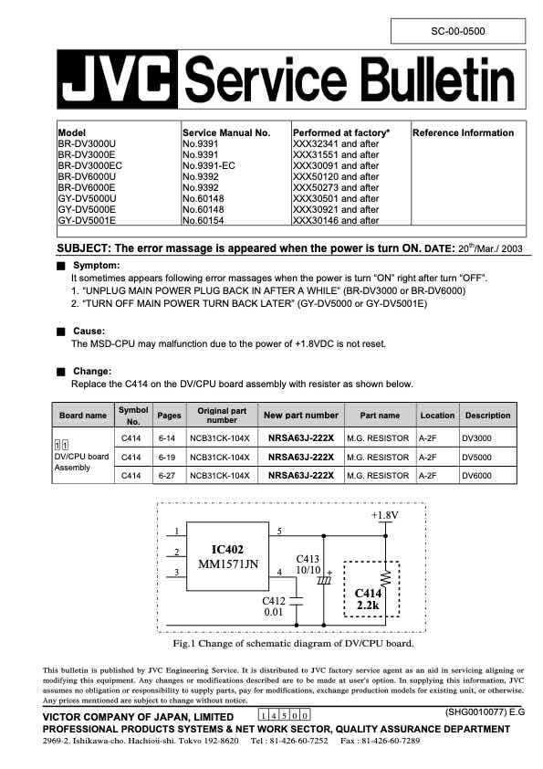 JVC BR-DV3000E technical manual preview