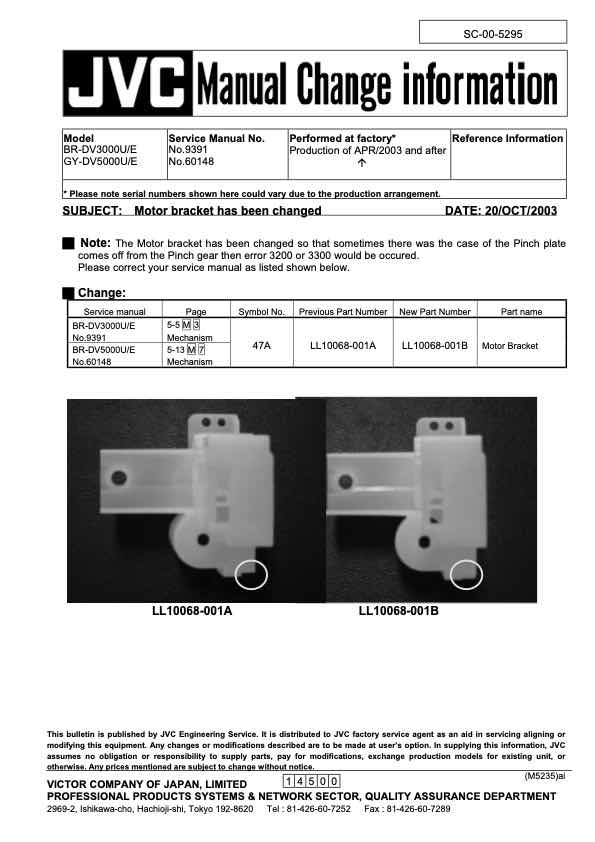 JVC BR-DV3000E technical manual preview