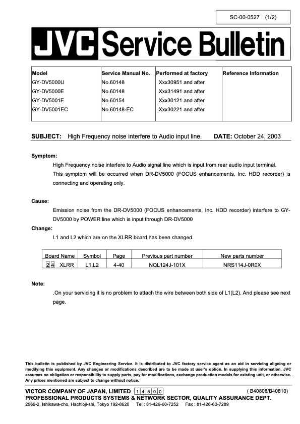 JVC BR-DV3000E technical manual preview