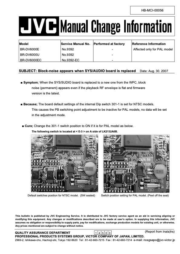 JVC BR-DV6000 technical manual preview