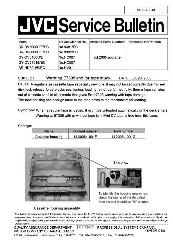 JVC BR-DV6000 technical manual preview