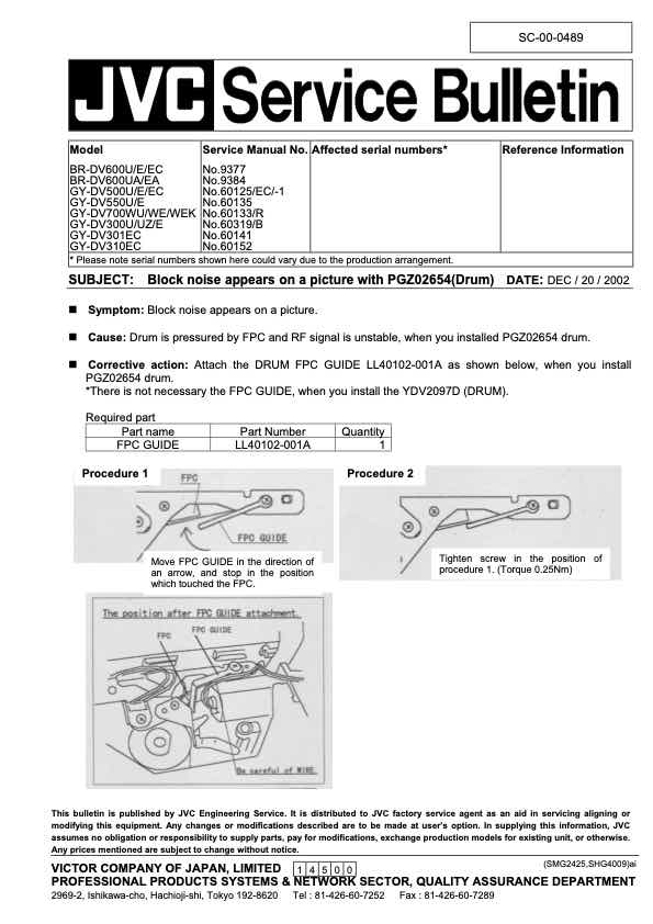 JVC BR-DV600E technical manual preview