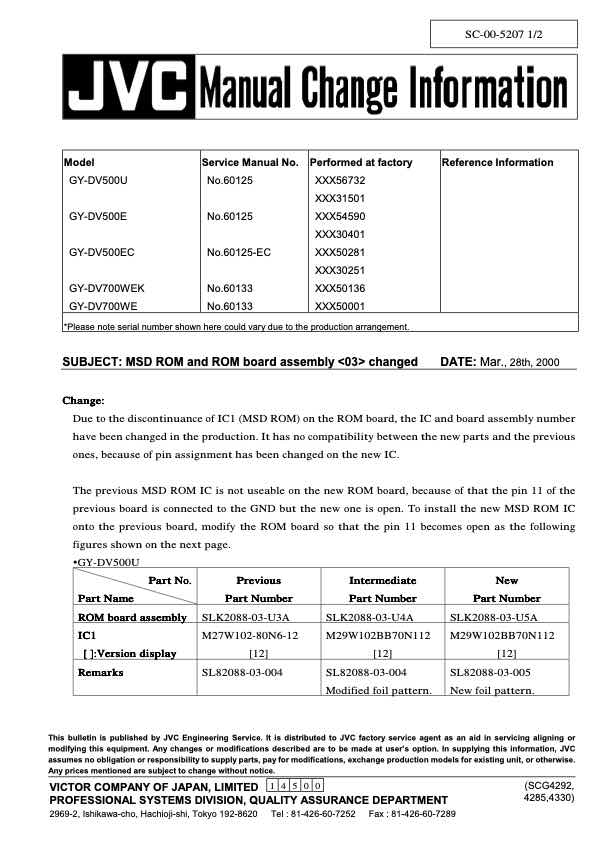 JVC BR-DV600E technical manual preview