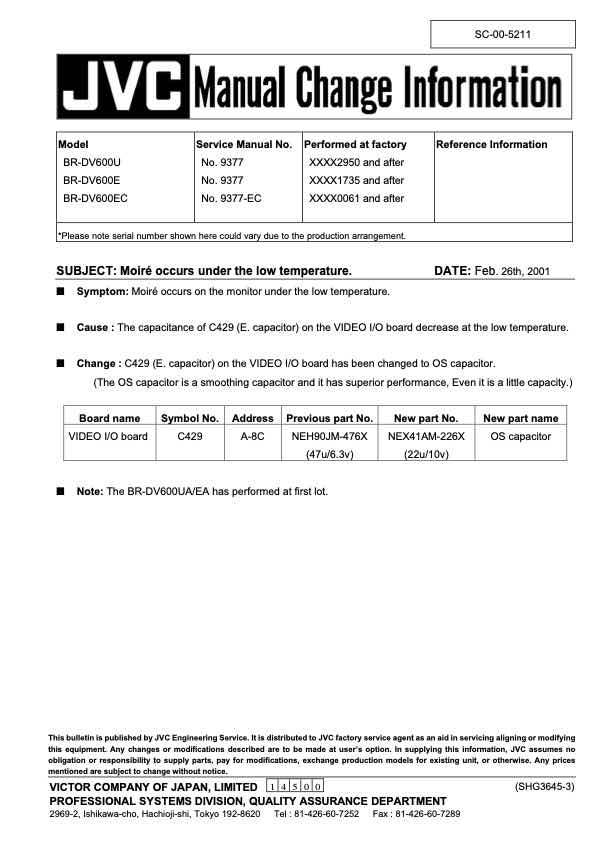 JVC BR-DV600E technical manual preview