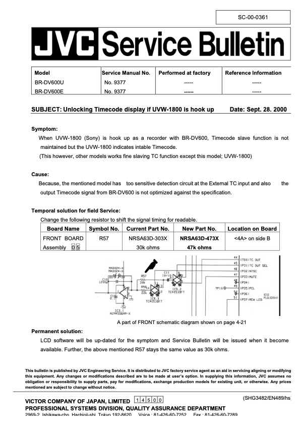 JVC BR-DV600E technical manual preview