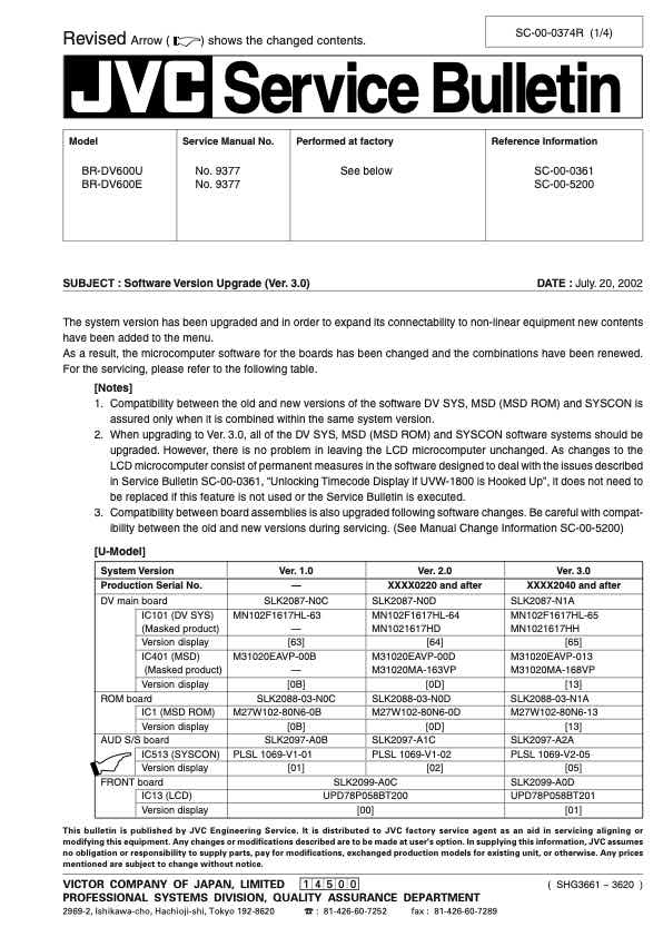 JVC BR-DV600E technical manual preview