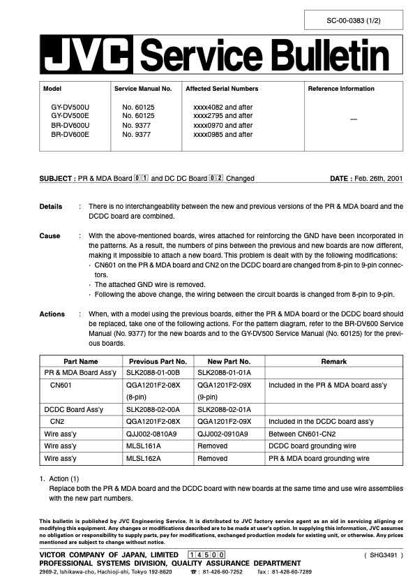 JVC BR-DV600E technical manual preview
