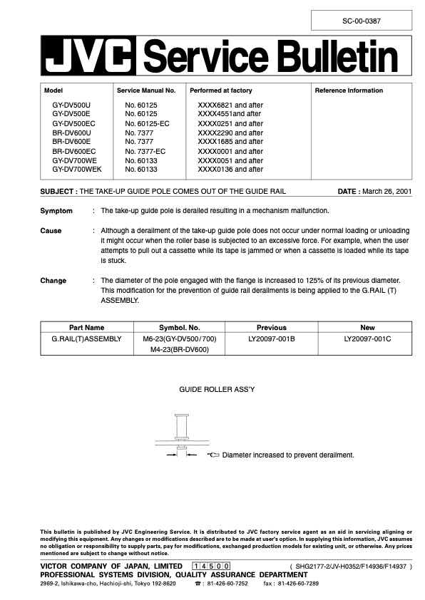 JVC BR-DV600E technical manual preview